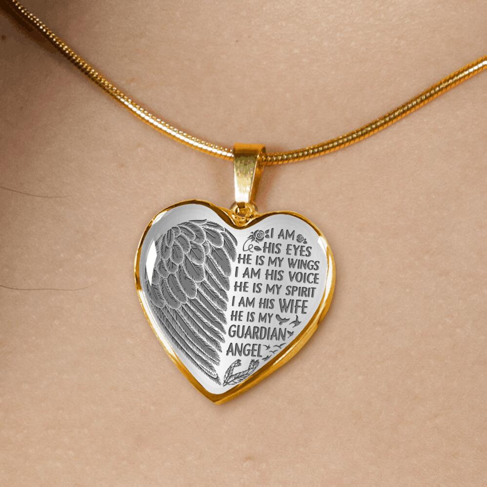 Personalized Memorial Heart Necklace He Is My Guardian Angel For Husband Custom Memorial Gift M50.1