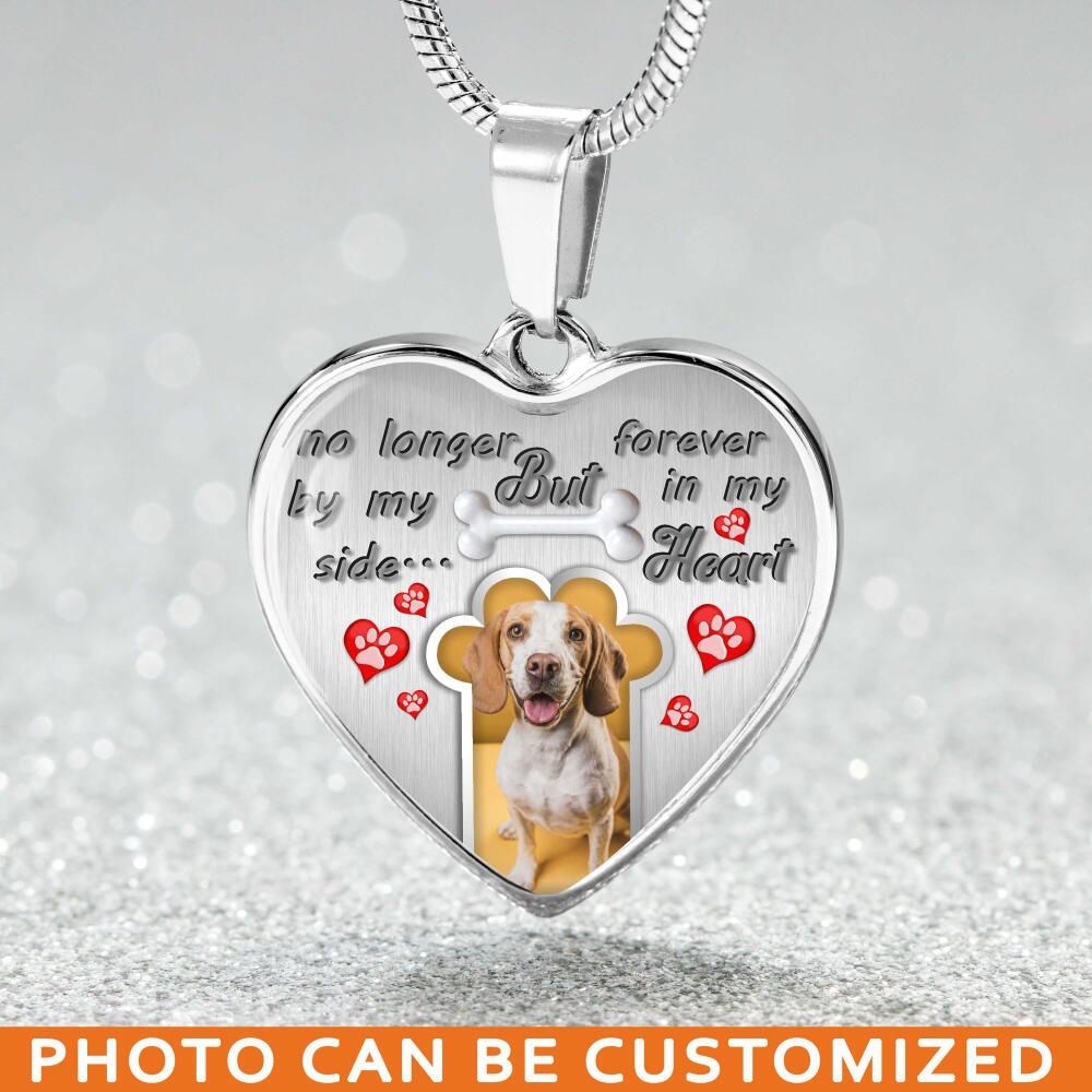 Personalized Memorial Heart Necklace No Longer By My Side For Pet Custom Memorial Gift M56