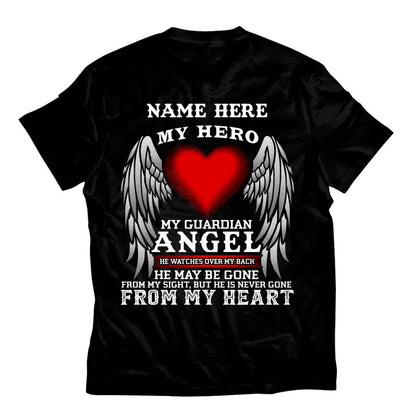 Custom Memorial Tshirt For Loss Of Son My Guardian Angel Never Gone From My Heart Tshirt 6XL Black M59