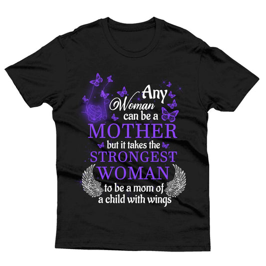 Custom Memorial Tshirt For Loss Of Child Any Woman Can Be A Mother Butterfly Tshirt 6XL Black M78