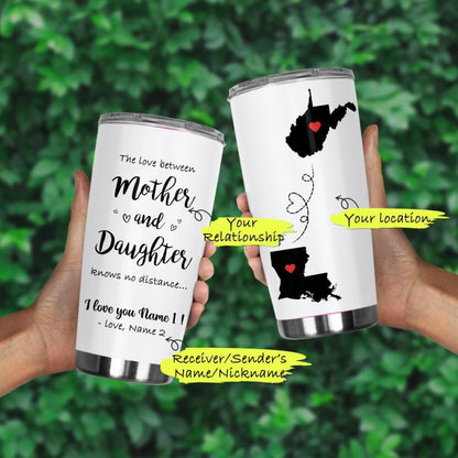 Personalized Relationship Tumbler Custom Long-distance Relationship Tumbler 20oz White