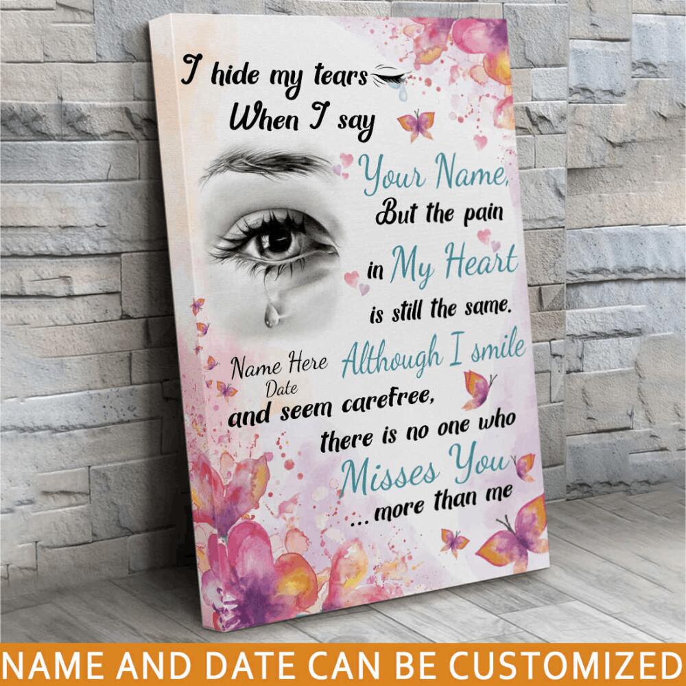 Personalized Memorial Portrait Canvas I Hide My Tears Canvas For Loss Of Someone Custom Memorial Gift M11