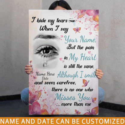 Personalized Memorial Portrait Canvas I Hide My Tears Canvas For Loss Of Someone Custom Memorial Gift M11