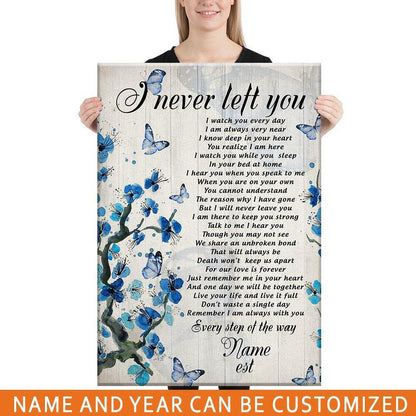 Personalized Memorial Portrait Canvas I Never Left You Butterfly Portrait Canvas For Dad Mom Custom Memorial Gift M06