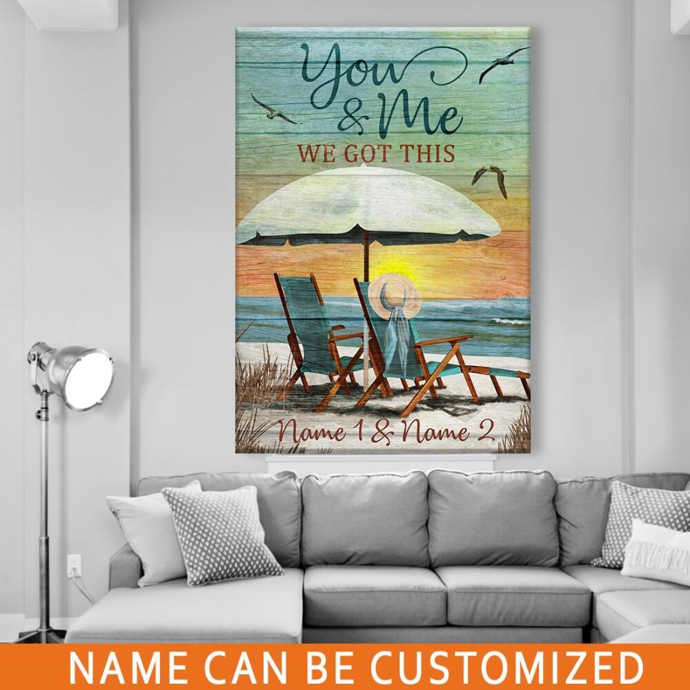 Personalized Love Portrait Canvas Custom You And Me We Got This Portrait Canvas 32" x 48" Blue