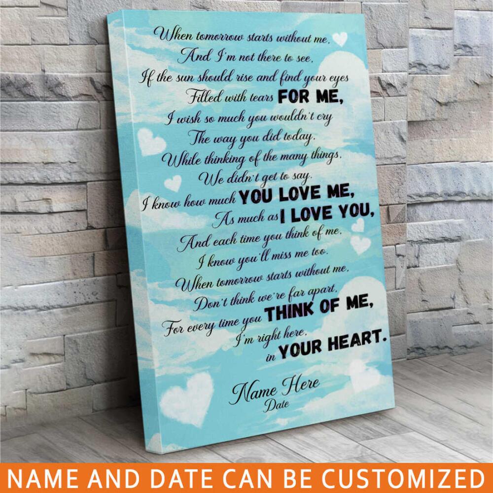 Personalized Memorial Portrait Canvas I'm Right Here In Your Heart For Dad Mom Someone Custom Memorial Gift M42