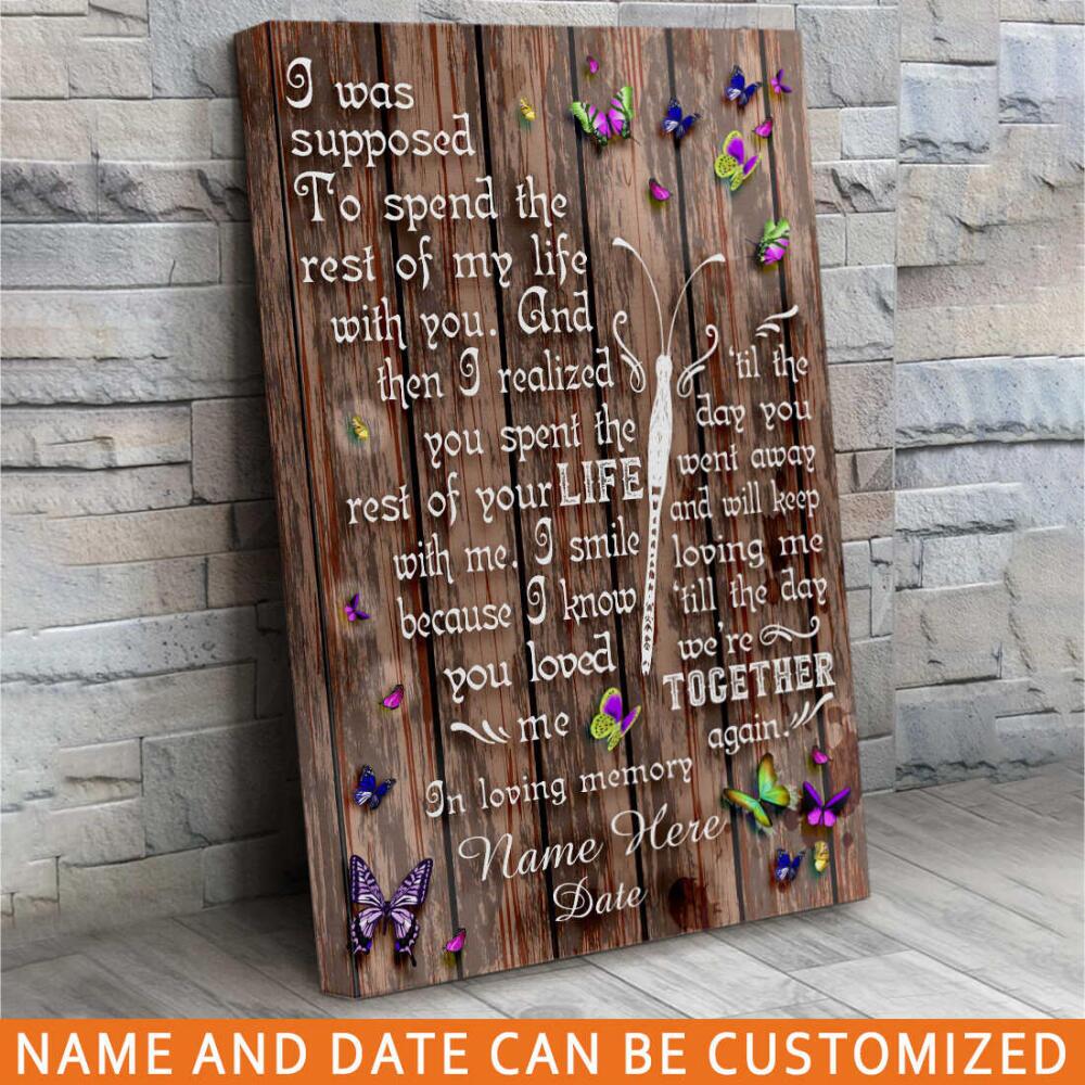 Personalized Memorial Portrait Canvas I Was Supposed In Loving Memory Butterfly Portrait Canvas For Loss Of Someone Custom Memorial Gift M30.1