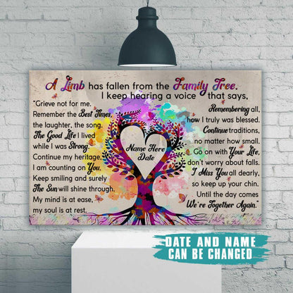 Personalized Memorial Landscape Canvas A Limb Has Fallen Form The Family Tree For Loss Of Soneone Custom Memorial Gift M12.1