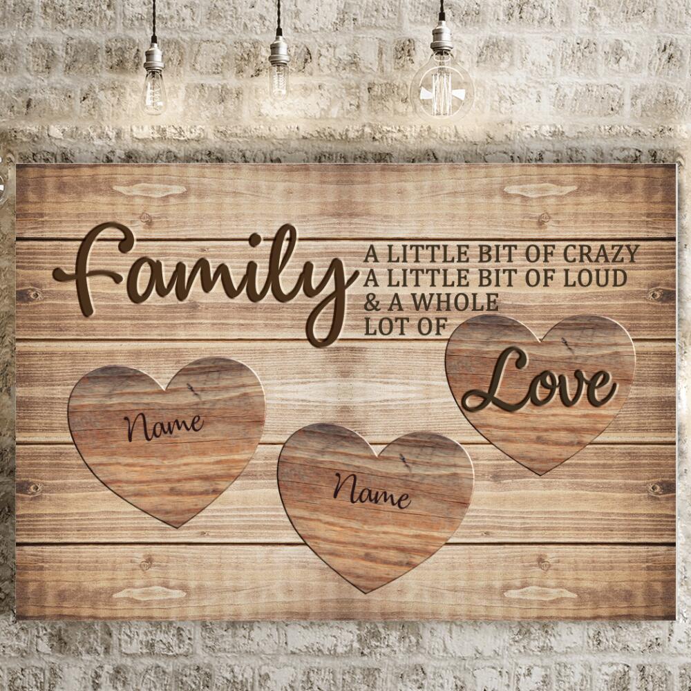 Personalized Family Lanscape Canvas Custom Family A Whole Lot Of Love Lanscape Canvas 48''x32'' Wood