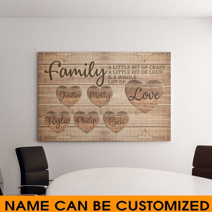 Personalized Family Lanscape Canvas Custom Family A Whole Lot Of Love Lanscape Canvas 48''x32'' Wood