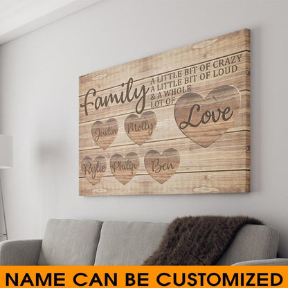 Personalized Family Lanscape Canvas Custom Family A Whole Lot Of Love Lanscape Canvas 48''x32'' Wood