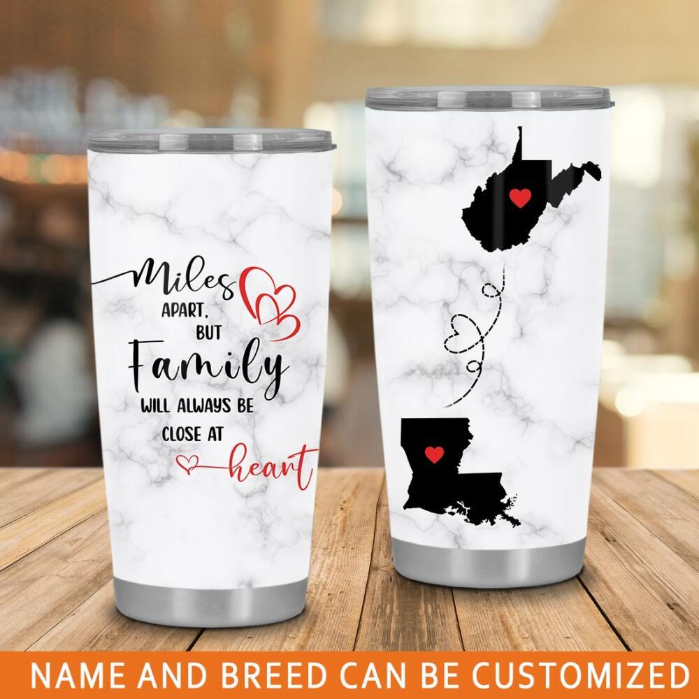 Personalized Mother Tumbler Custom Miles Apart Tumbler 20oz White