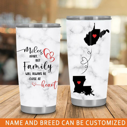 Personalized Mother Tumbler Custom Miles Apart Tumbler 20oz White