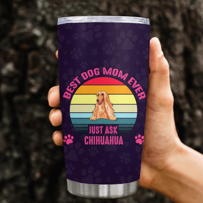 Personalized Dog Tumbler Custom Best Dog Mom Ever Tumbler 20oz Purple