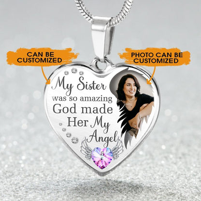 Personalized Memorial Heart Necklace God Made Her My Angel For Sister Custom Memorial Gift M99