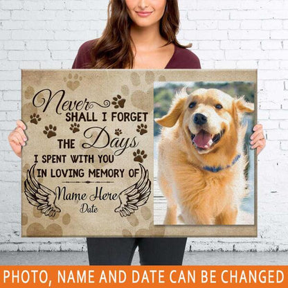 Personalized Dog Memorial Landscape Canvas Never Shall I Forget For Loss Of Pet Custom Memorial Gift M112