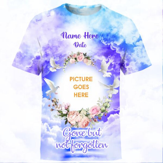 Personalized Memorial Shirt With Photo Gone But Not Forgotten For Mom, Dad , Grandpa, Son, Daughter Custom Memorial Gift M136