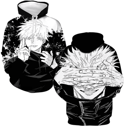 Jujutsu Kaisen Hoodie Jujutsu Kaisen Gojo Satoru Eyes Covering Hoodie Black White Unisex