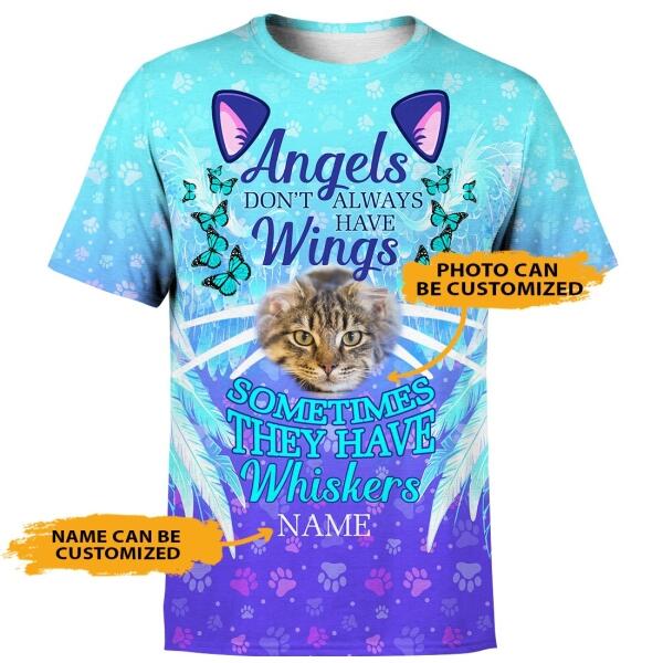 Unifinz Personalized Memorial Shirt Angel Sometimes Have Whiskers For Pet Custom Memorial Gift M166