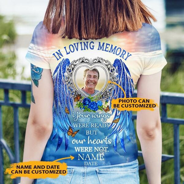 Unifinz Personalized Memorial Shirt Your Wings Were Ready In Loving Memory For Mom, Dad, Grandpa, Son, Daughter Custom Memorial Gift M163