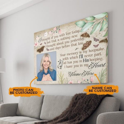 Custom Memorial Landscape Canvas For Loss I Thought Of You With Love Butterfly Landscape Canvas 48''x32'' Brown M165