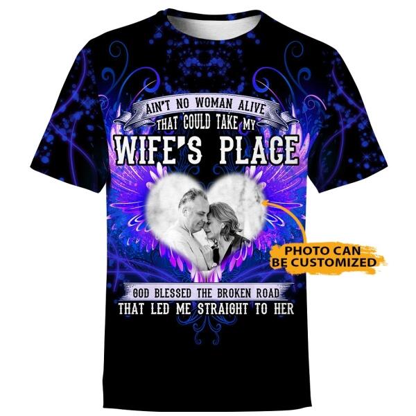 Unifinz Personalized Shirt Wife's Place Couple Anniversary For Husband Custom Gift F01