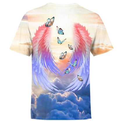 Unifinz Personalized Memorial Shirt We Know You Wings Butterfly For Mom, Dad, Grandpa, Son, Daughter Custom Memorial Gift M185