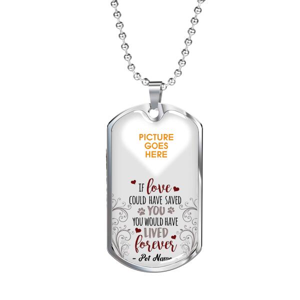 Custom Pet Memorial Military Dog Tag Pendant For Lost Loved Ones You Would Have Lived Forever Dog Tag Pendant White M108