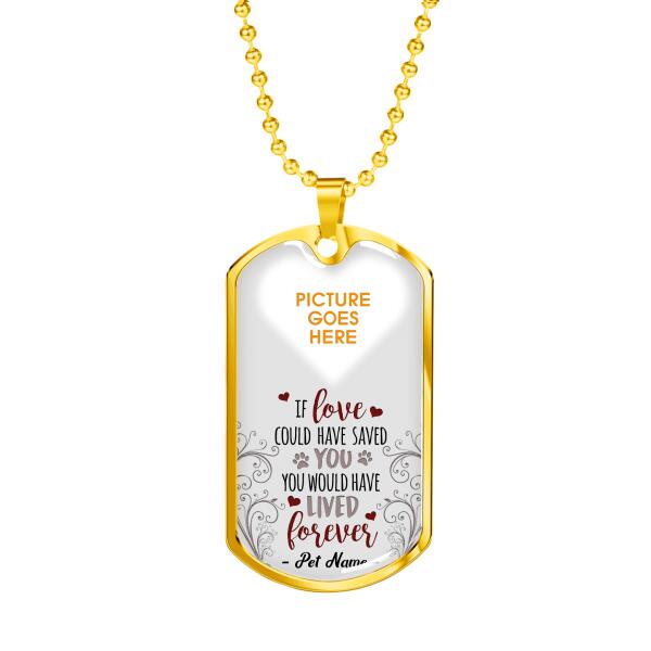 Custom Pet Memorial Military Dog Tag Pendant For Lost Loved Ones You Would Have Lived Forever Dog Tag Pendant White M108