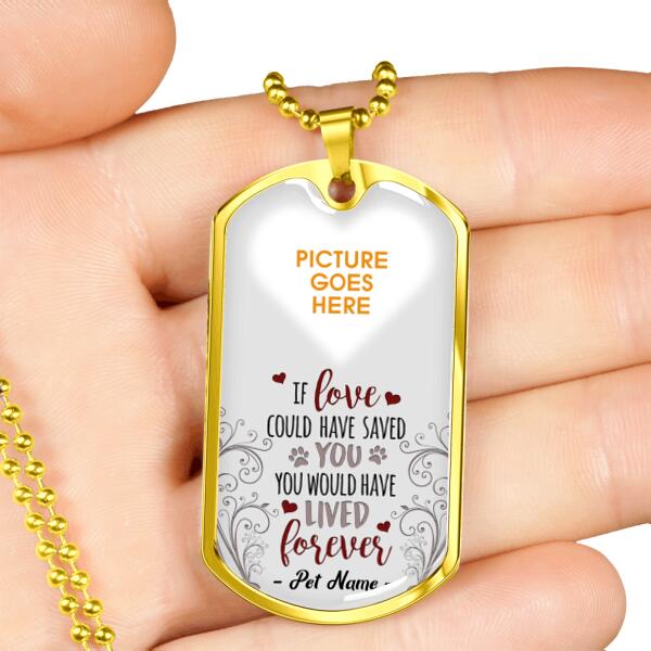 Custom Pet Memorial Military Dog Tag Pendant For Lost Loved Ones You Would Have Lived Forever Dog Tag Pendant White M108