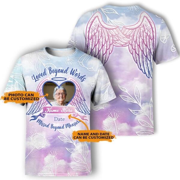 Unifinz Personalized Memorial Shirt Loved Beyond Words For Mom, Dad, Grandpa, Son, Daughter Custom Memorial Gift M189