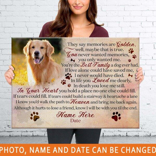 Personalized Pet Memorial Landscape Canvas They Say Memories Are Golden For Loss Of Pet Custom Memorial Gift M211