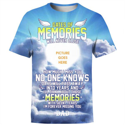 Personalized Memorial Shirt Gates Of Memories Will Never Close For Mom, Dad, Grandpa, Son, Daughter Custom Memorial Gift M215