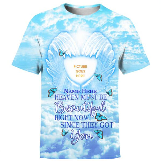 Unifinz Personalized Memorial Shirt Heaven Must Be Beautiful For Mom, Dad, Grandpa, Son, Daughter Custom Memorial Gift M206