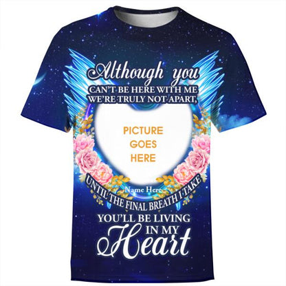 Unifinz Personalized Memorial Shirt You'll Be Living In My Heart For Mom, Dad, Grandpa, Son, Daughter Custom Memorial Gift M261