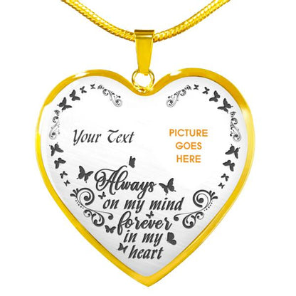 Personalized Memorial Heart Necklace Always On My Mind For Mom Dad Grandma Daughter Son Someone Custom Memorial Gift M57