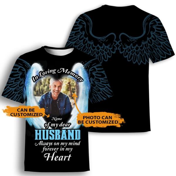 Unifinz Personalized Memorial Shirt In Loving Memory For Husband Custom Memorial Gift M274