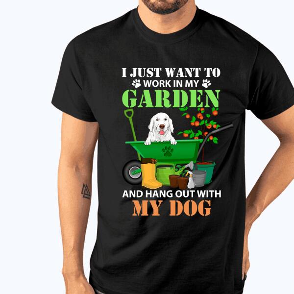 Unifinz Personalized Dog Tshirt For Garden Lovers Dog Mom I Just Want To Work In My Garden Tshirt Black D02