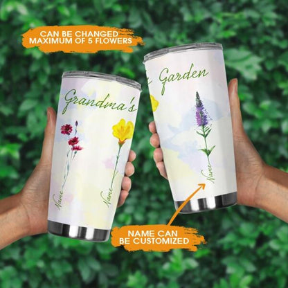 Personalized Grandma Tumbler 20oz Grandma's Garden Gift For Grandma Custom Family Gift F04