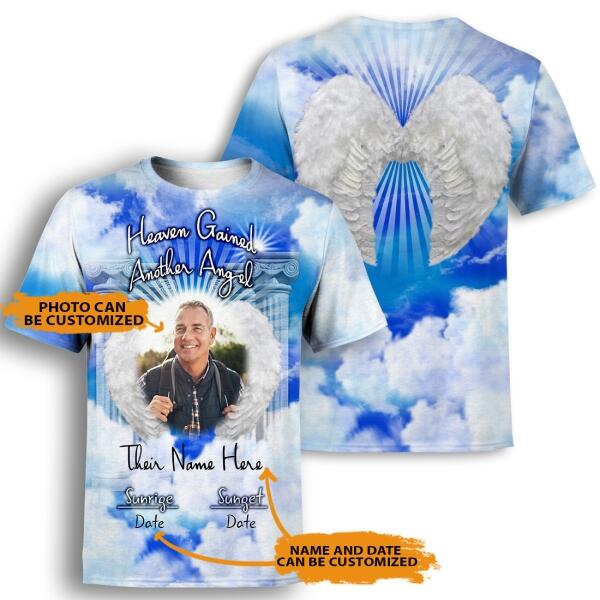 Personalized Memorial Shirt Heaven Gained Another Angel For Mom, Dad , Grandpa, Son, Daughter Custom Memorial Gift M133