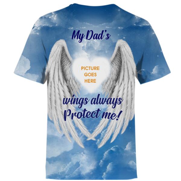 Unifinz Personalized Memorial Shirt My Dad's Wings Always Protect Me Guardian Angel For Dad Custom Memorial Gift M222
