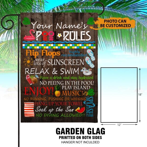 Personalized Swimming Pool Flag For House Beach House Pool Spool Rules Garden Flag Brown