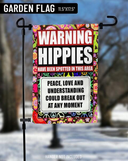 Hippie Garden Flag For Hippies Warning Garden Flag Red