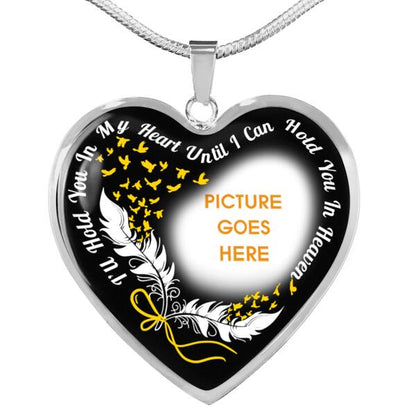 Personalized Memorial Heart Necklace Memorial I Will Hold In My Heart For Husband Custom Memorial Gift M81B