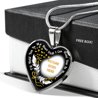Personalized Memorial Heart Necklace Memorial I Will Hold In My Heart For Husband Custom Memorial Gift M81B