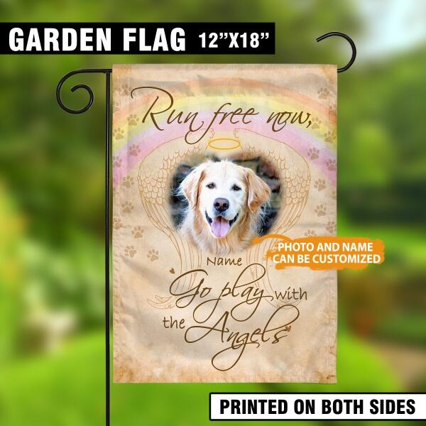 Personalized Pet Memorial Garden Flag Dandelion Run For Free With Angels For Loss Of Pet Custom Memorial Gift M285