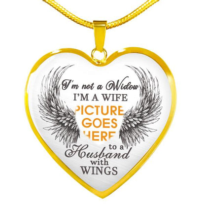 Personalized Memorial Heart Necklace I'm A Wife To A Husband With Wings For Husband Custom Memorial Gift M38