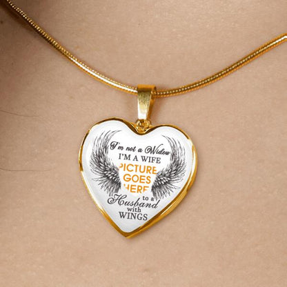 Personalized Memorial Heart Necklace I'm A Wife To A Husband With Wings For Husband Custom Memorial Gift M38