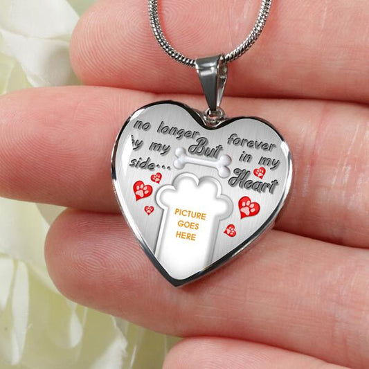 Personalized Memorial Heart Necklace No Longer By My Side For Pet Custom Memorial Gift M56