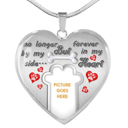 Personalized Memorial Heart Necklace No Longer By My Side For Pet Custom Memorial Gift M56